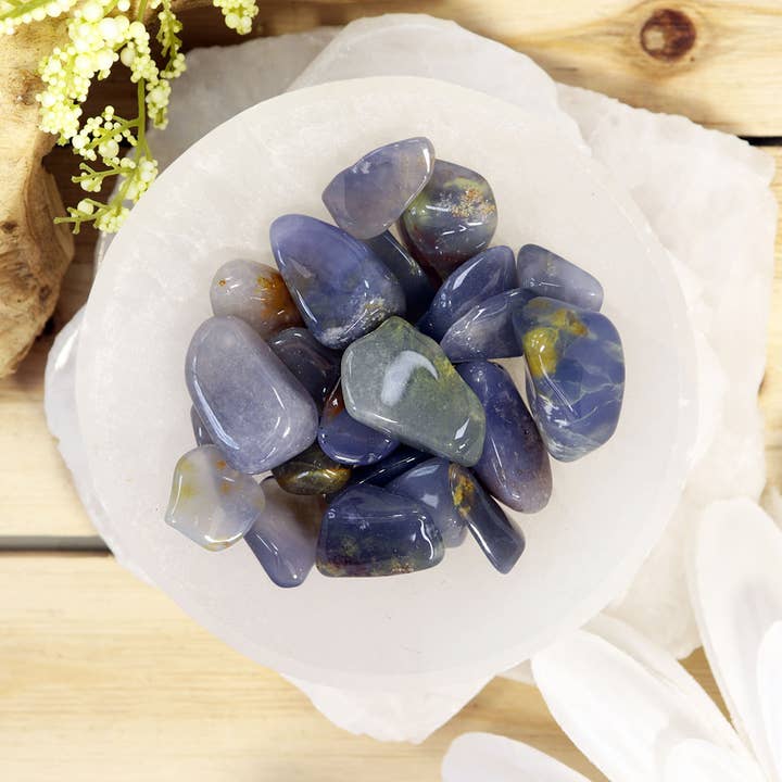 Natures Artifacts Inc - Wholesale Spiritual Stone/Crystal - 1/4 lb Blue Chalcedony Tumbled Stones | Blue Chalcedony3