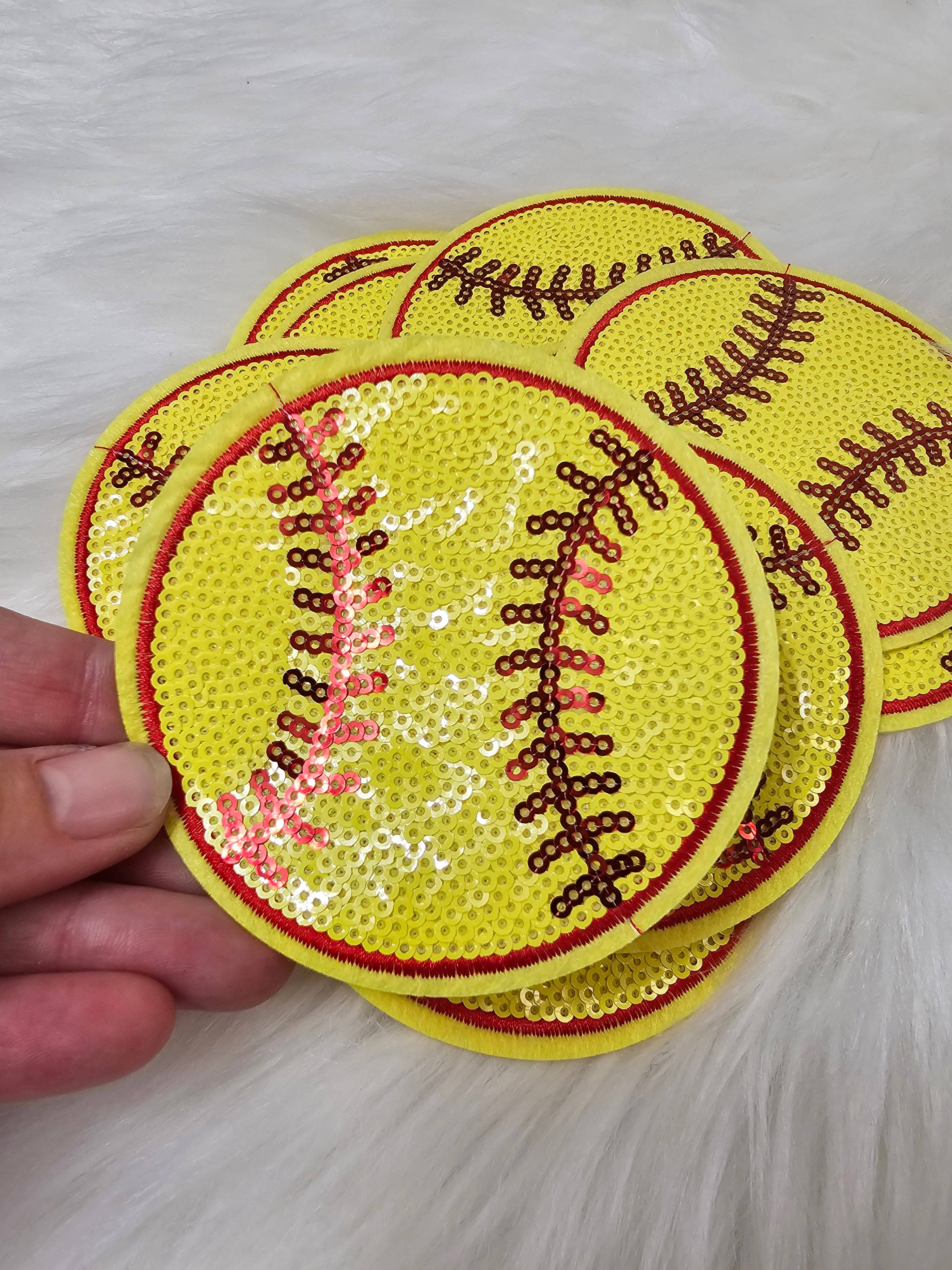 Scratch Decor - Wholesale Patch - Small Sequin Softball Iron On Patch1