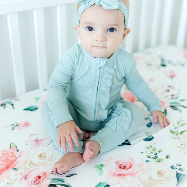 Honey Lemonade- Minky Baby Blankets and Gifts - Vente Drap pour berceau/lit pour bébé - Drap-housse pour lit bébé taille standard - Peach Floral