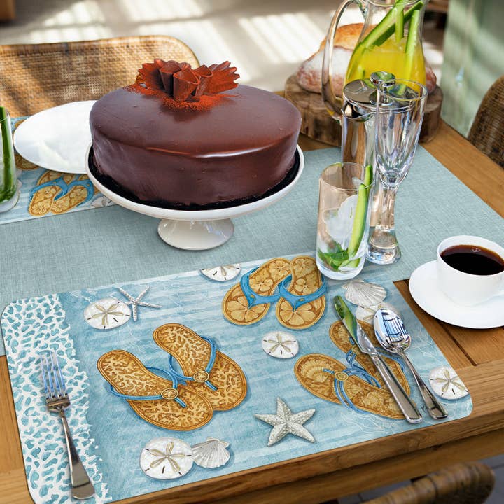 CounterArt/Highland Home/Thirstystone - Wholesale Placemat - Key Largo Sandals Reversible Rectangular Plastic Placemat5