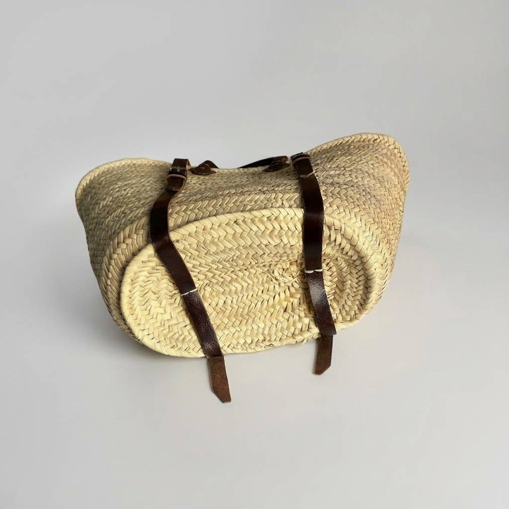 Melecraft - Venta al por mayor Cestas - Mochila de Mercado Francés - Bolso de Mano de Cuero de Palma Tejida13