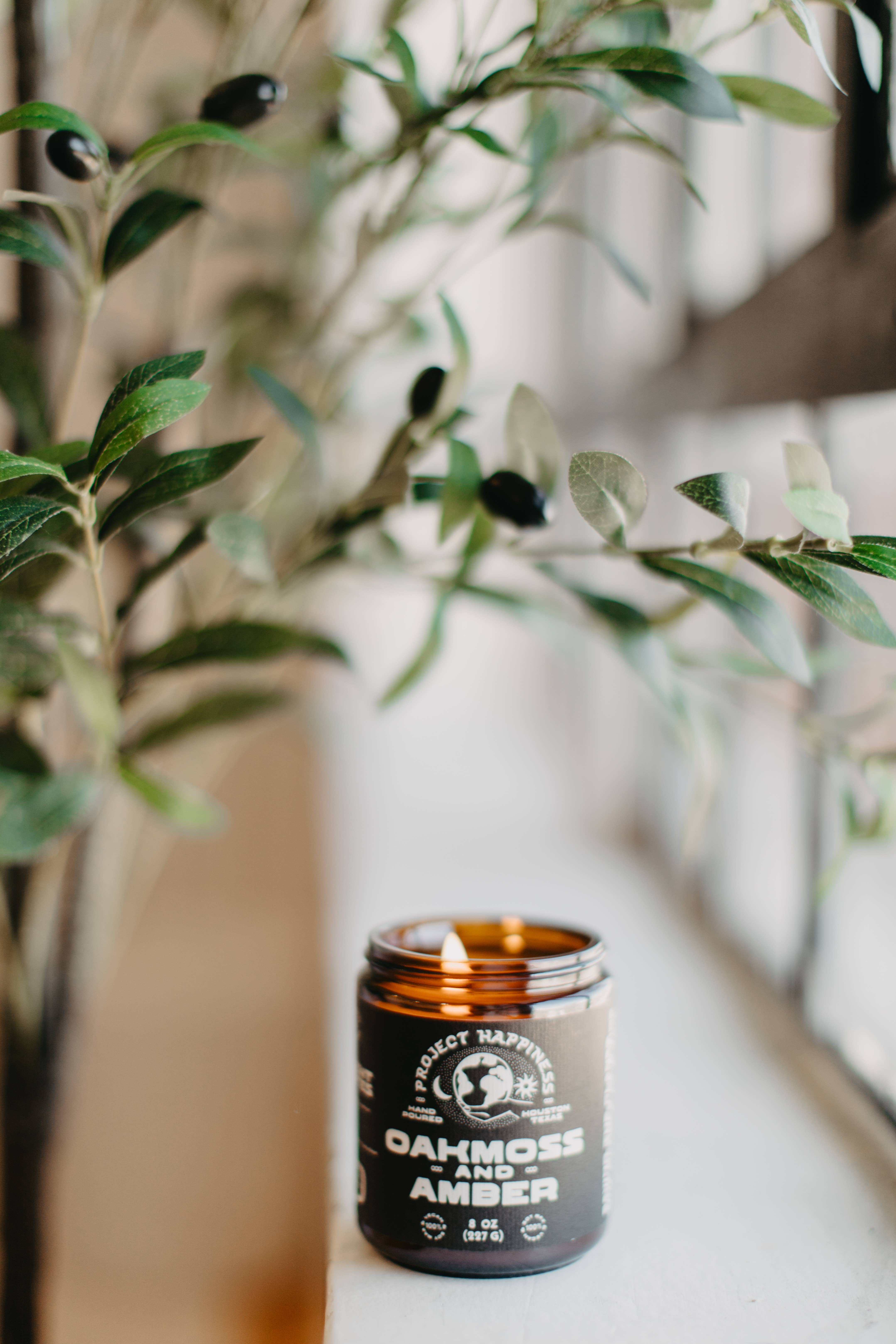 Project Happiness Candle Co. - Wholesale Jar/Filled Candle - Oakmoss and Amber Soy Candle - 8oz6