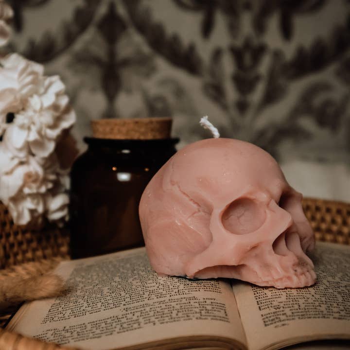 A Pleasant Thought - Wholesale Novelty Candle - Half Skull | Pillar Candle8