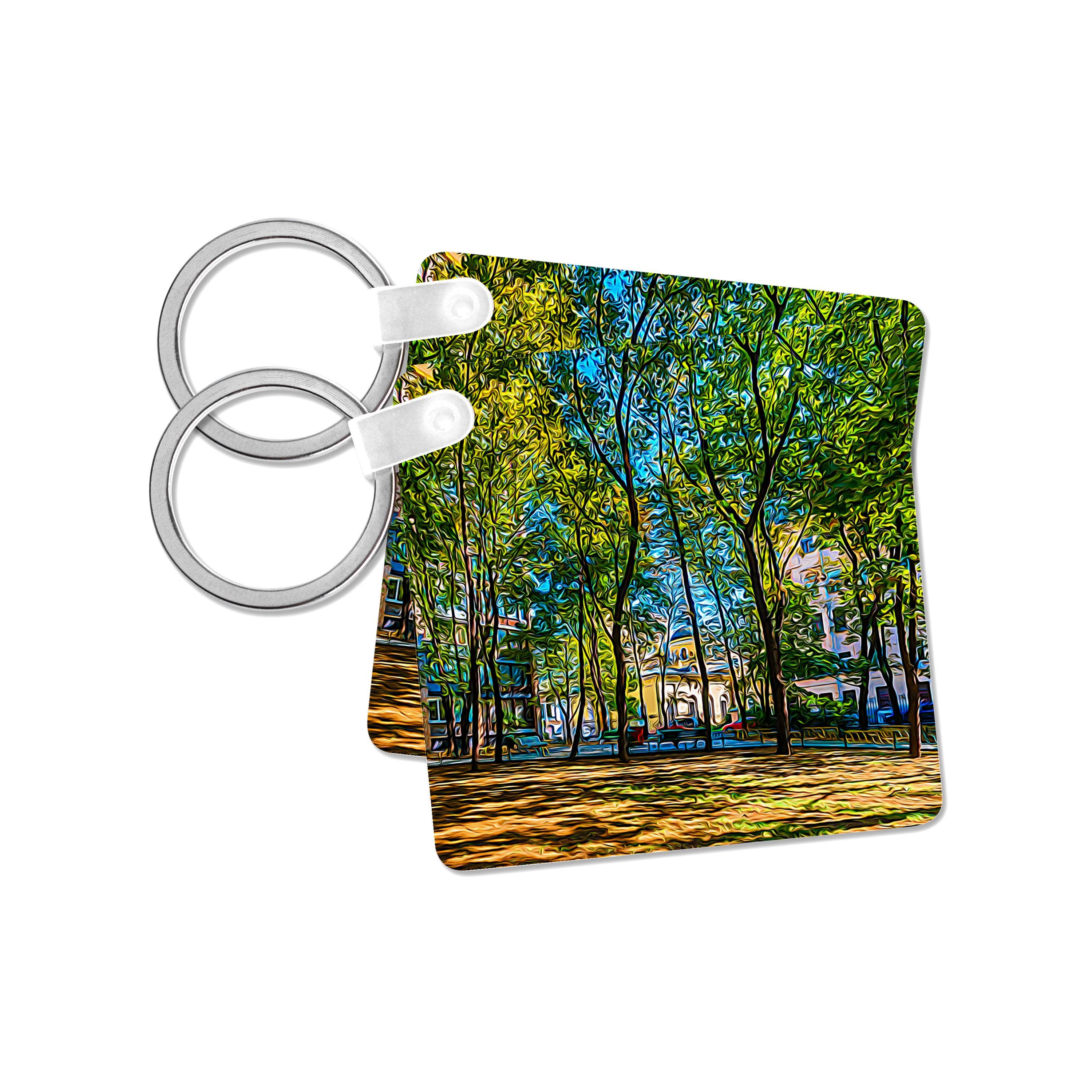 3dRose – wholesale Nyckelring - Unisex – 3dRose, Moskva stadskonst. Liten gård i den gamla gränden, Nyckelring7