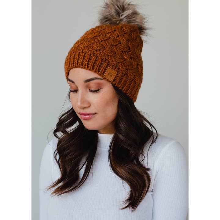 Panache Apparel Co. - Wholesale Beanie - Women's - Rust Knit Pom Hat