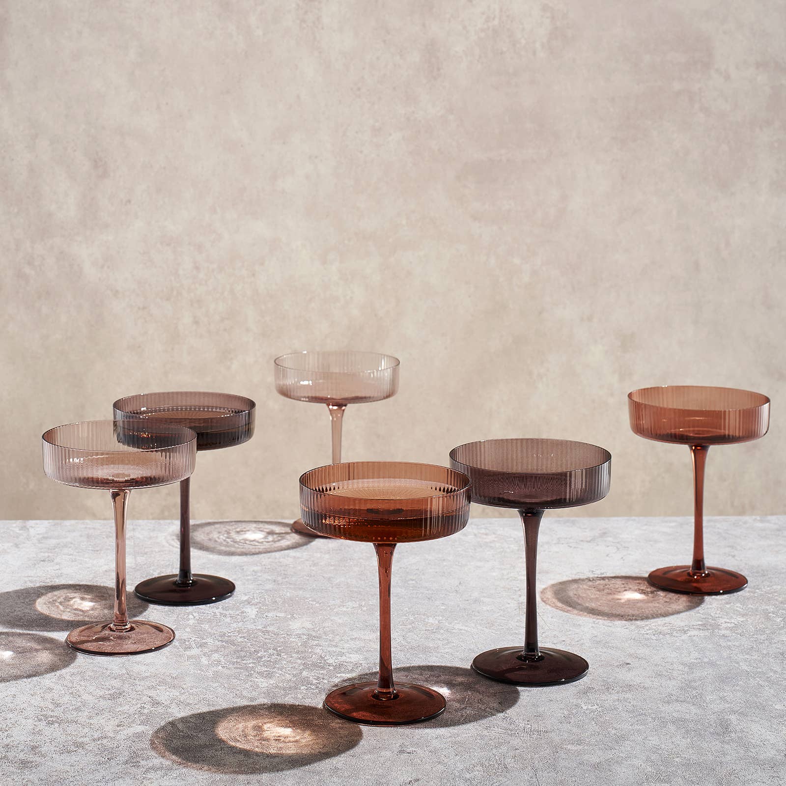 The Wine Savant /  Khen Glassware - Wholesale Cocktail/Liquor Glass - Venus Ribbed Champagne Coupe Set - 7oz - Set of 62