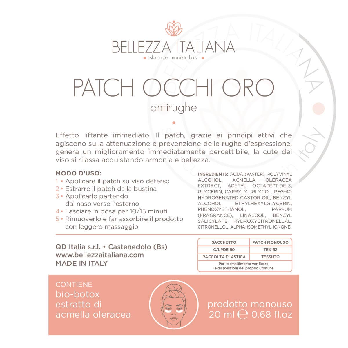 Bellezza Italiana – Engroshandel Øjenmaske – Guld øjenmaske med bio-botox og acmella oleracea-ekstrakt1