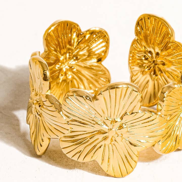 Josée 18K Gold Non-Tarnish Flower Ring for wholesale on Faire2