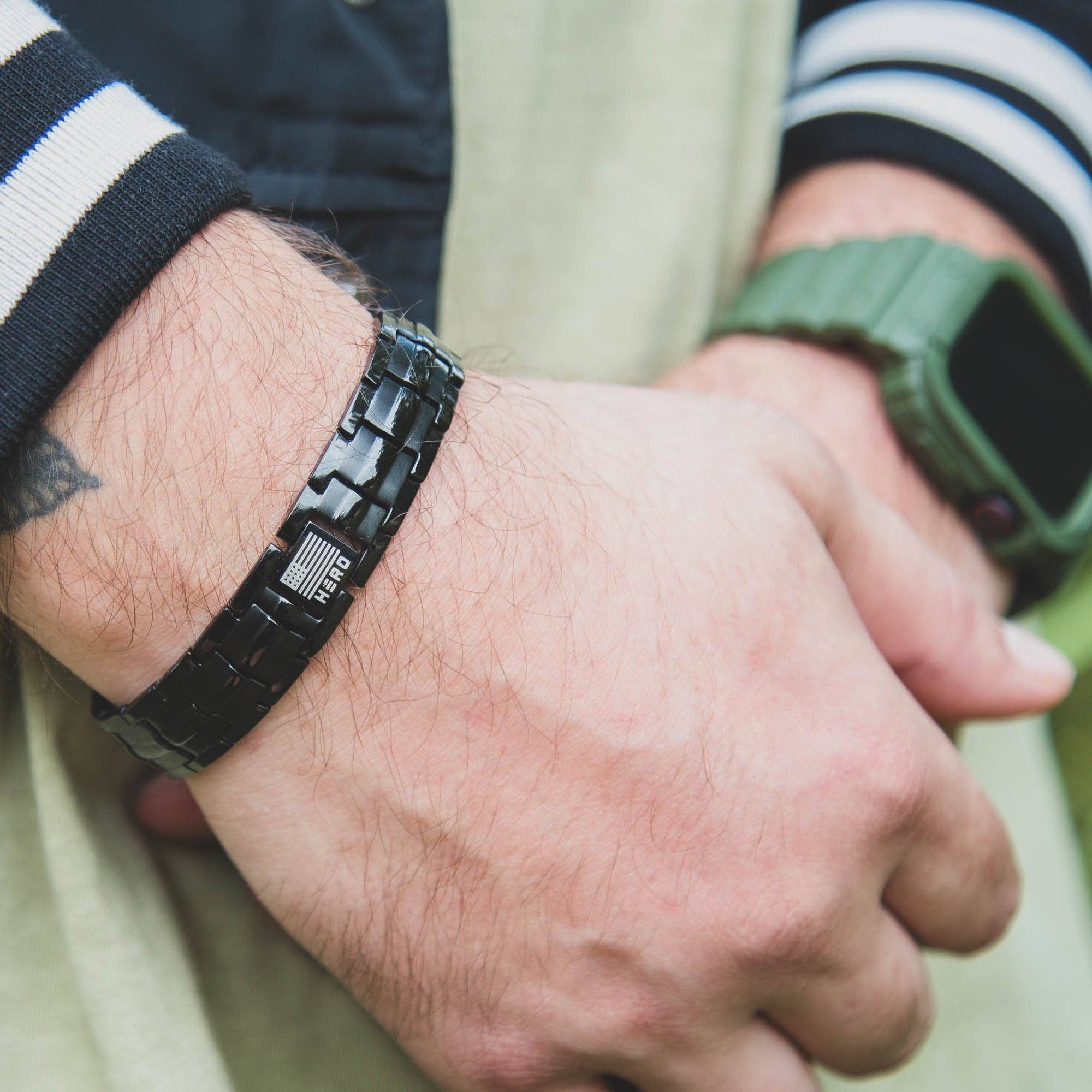 The Hero Company - Wholesale Link & Chain Bracelet - The Hero Company- Sherman Tank Track Titanium Magnetic Bracelet : Helps Pair Veterans With A Service Dog Or Shelter Dog- Faire8