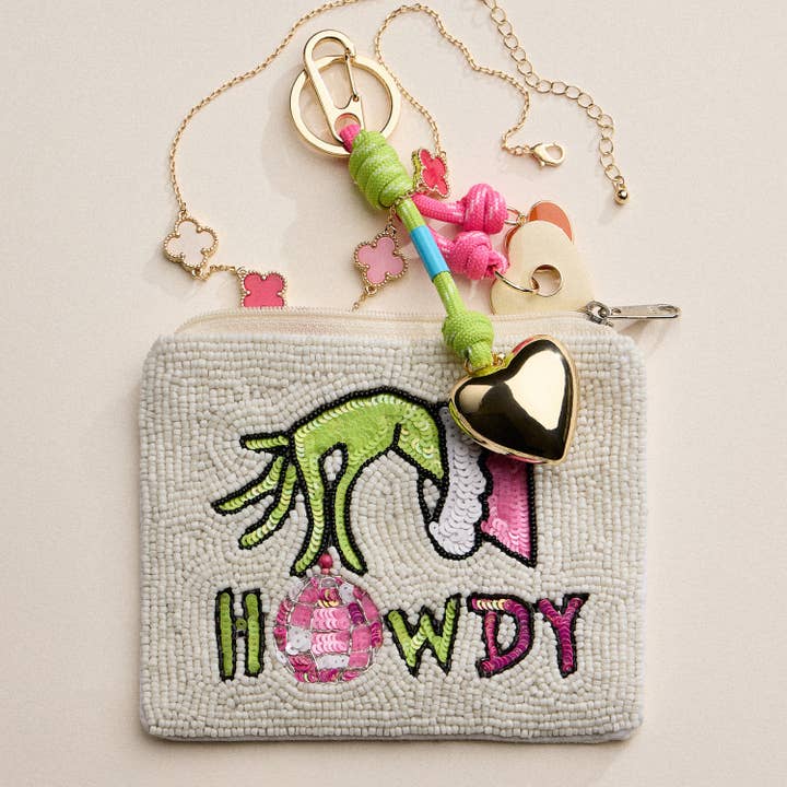 Beaded Holiday Green Monster Howdy Pouch for wholesale by Lilla Haven