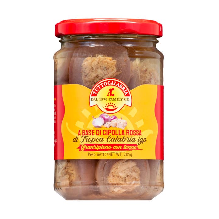 Cipolle rosse di Tropea IGP con Tonno per gustosi pic-nic per la vendita all'ingrosso da parte di Tutto Calabria di A. Celli S.r.l.