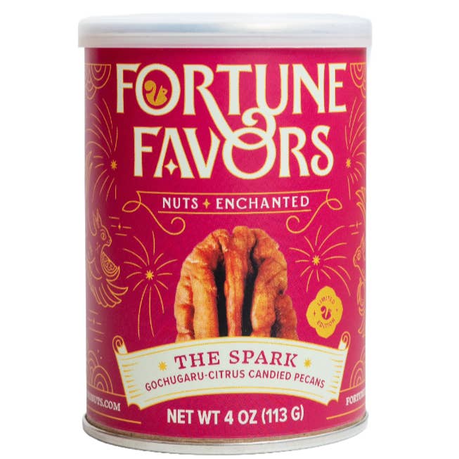 4oz Fortune Favors The Spark Candied Pecans for wholesale by Fortune Favors