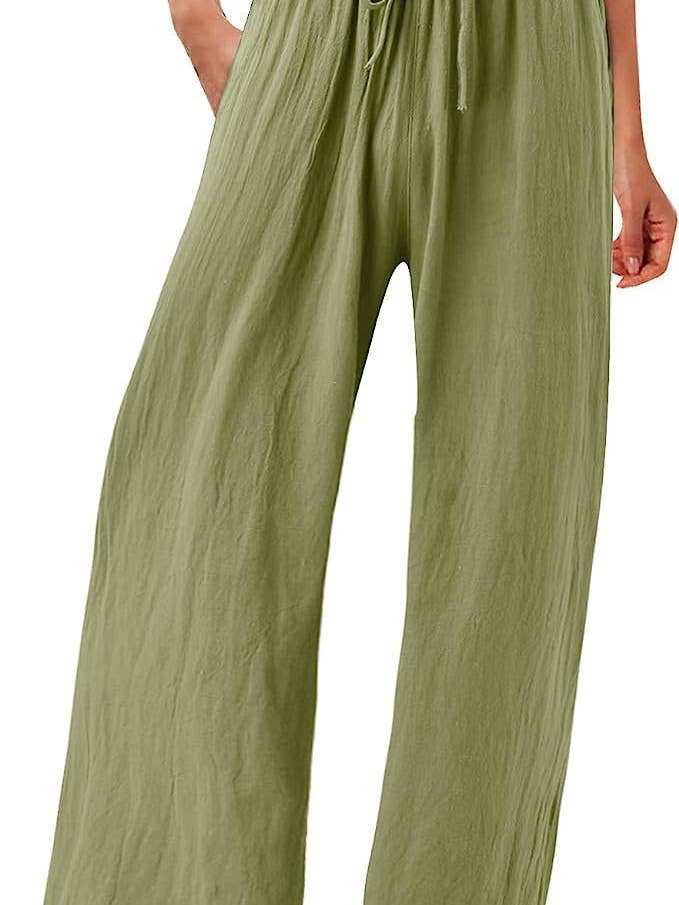 Lily Clothing - Wholesale Pants - Women's - Solid-colored cotton linen loose wide-leg pants2