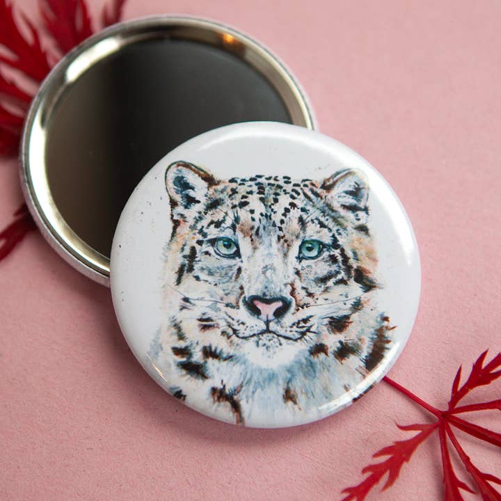 Kate Moby - Wholesale Compact Mirror - Inky Snow Leopard Pocket Compact Mirror2