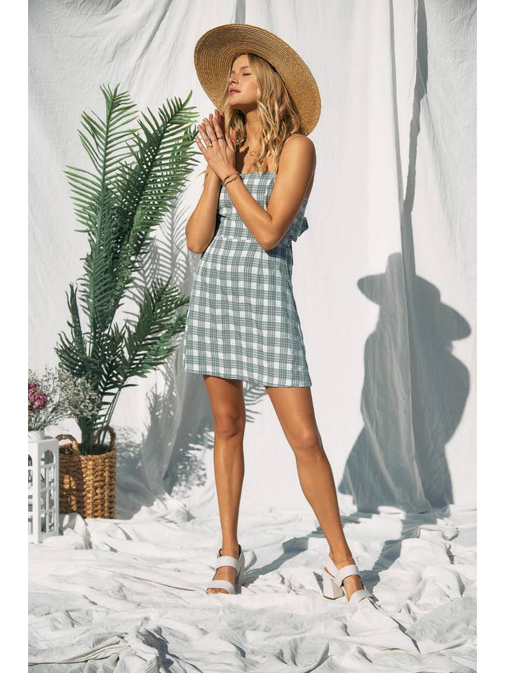 Endless Blu - Wholesale Dress - Women's - JD6103 Plaid Tie Dress