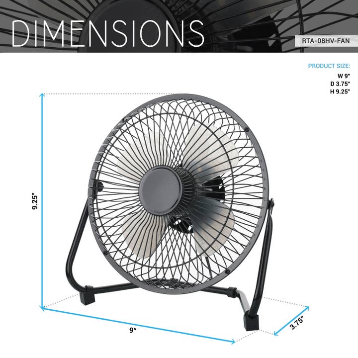 RTA Products LLC - Wholesale Electric Fan - Techni Home 8” High Velocity 2-Speed Portable Fan3