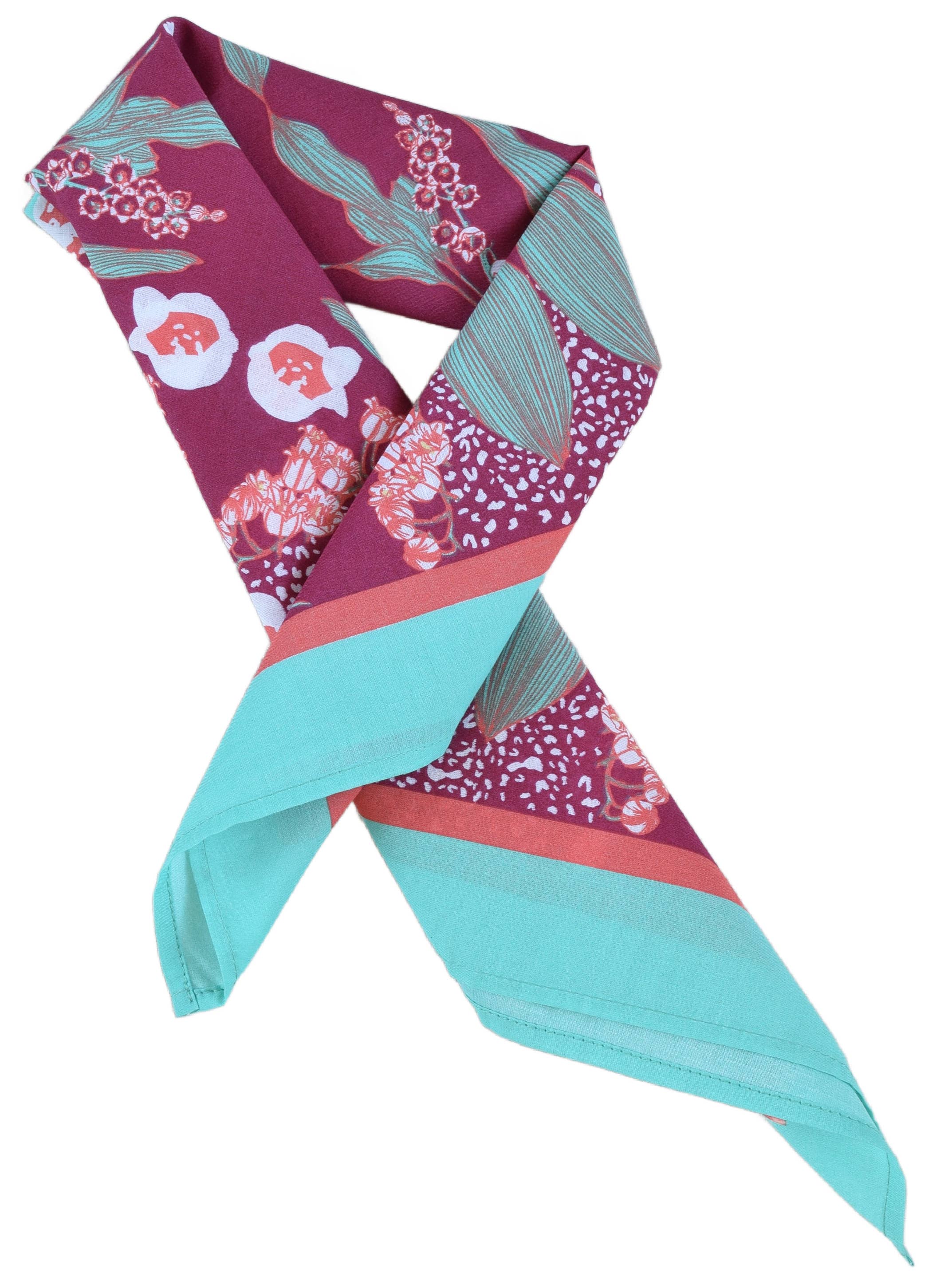 Hearth and Harrow - Vente Bandana – unisexe - Bandana Lily of the Valley, 100 % coton, rouge et bleu sarcelle6