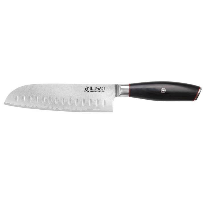 Wusaki Fujiko Santoku Knife with Hollow Edge San Mai Blade 18cm for wholesale by Les Découpeurs