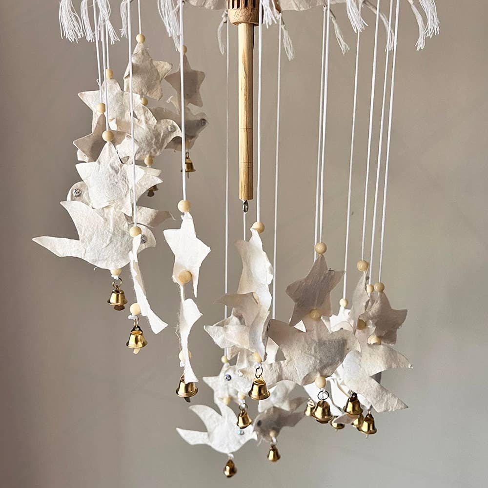 VIE - Vendita all'ingrosso Decorazione mobile - Mobile artigianale in carta di gelso, cuore e farfalla, 50x20 cm10