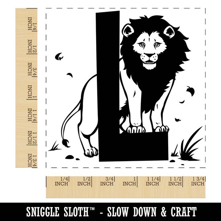 Sniggle Sloth - Wholesale Rubber/Decorative Stamp - Animal Alphabet Letter L for Lion Square Rubber Stamp for Stamping Crafting1