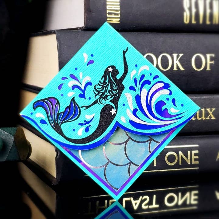 Mermaid Waves Paper Corner Bookmark for wholesale by Novel Corners