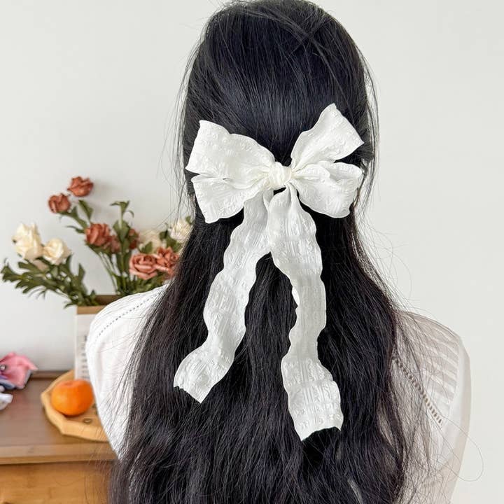 JOSSLYN by wall to wall - Wholesale Hair Bow - Women's - PRETTY TEXTURED CHECKER BOW RIBBON HAIR CLIPS | 40H9257