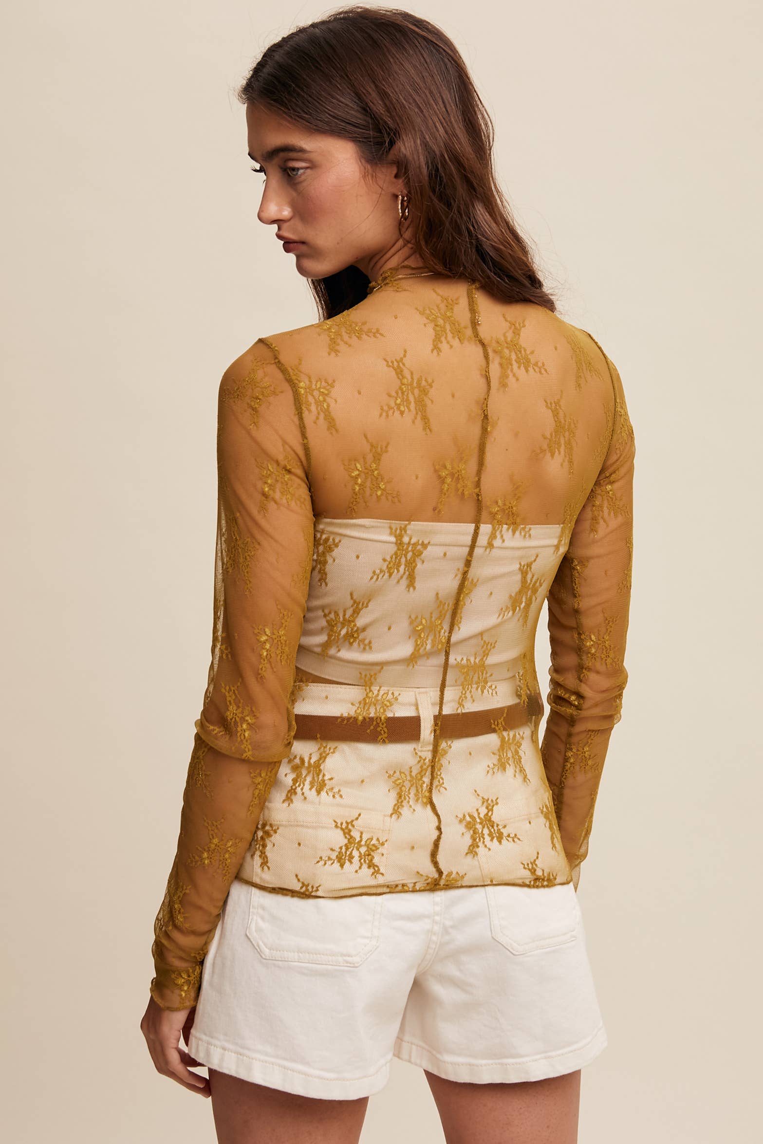 Listicle - Wholesale Blouse - Women's - Sheer Lace Long-Sleeve Top6