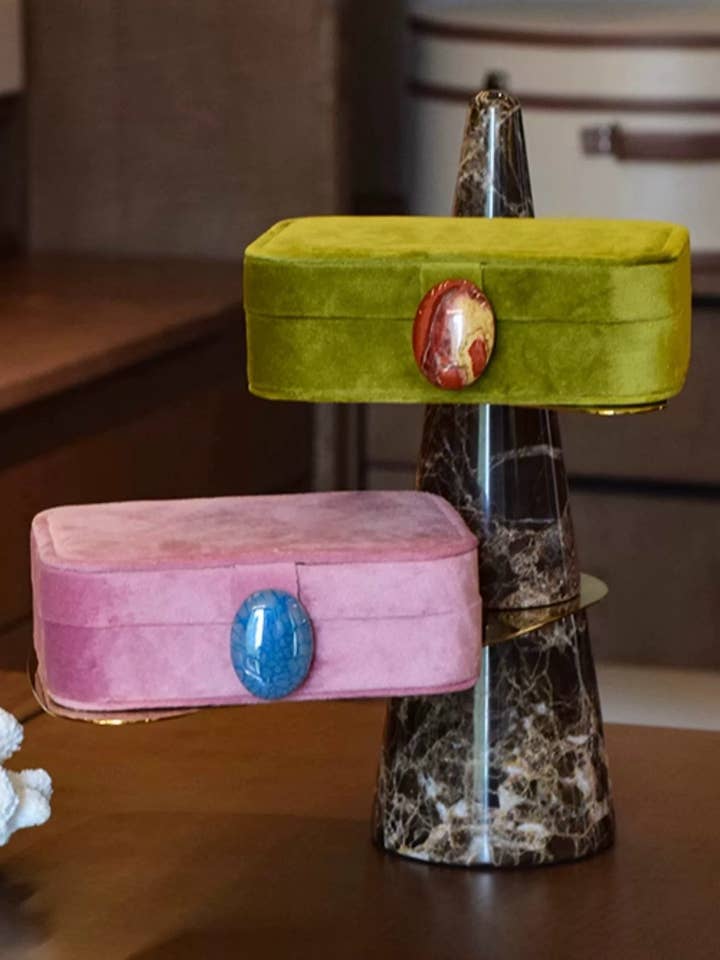 Vintage Pebble Velvet Jewellery Box Accessory Storage Case for wholesale by INSPECIAL HOME