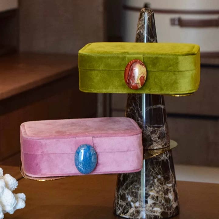 INSPECIAL HOME - Wholesale Jewelry Box/Organizer - Vintage Pebble Velvet Jewellery Box Accessory Storage Case 2