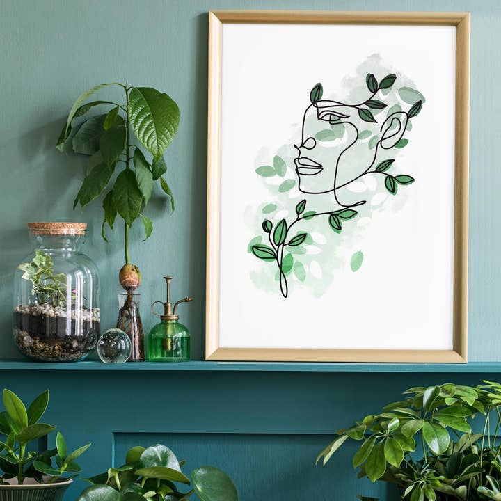 Bladeren haarlijn Art Print voor wholesale door Ink & Drop