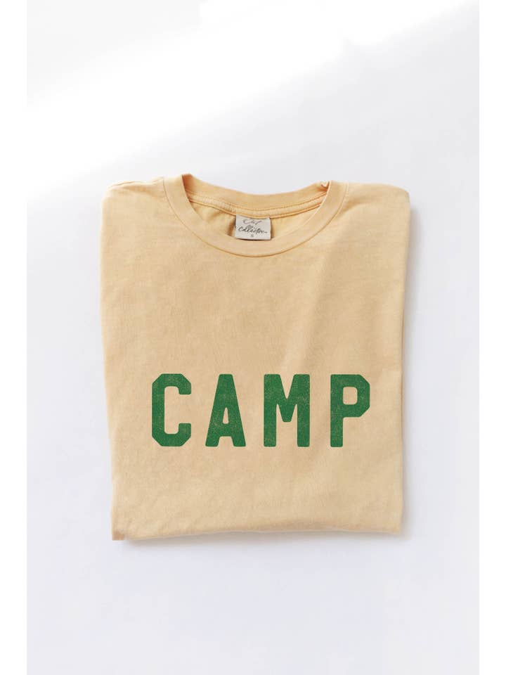 OAT COLLECTIVE - Wholesale Screen Printed T-Shirt - Women's - CAMP Mineral Washed Graphic Top