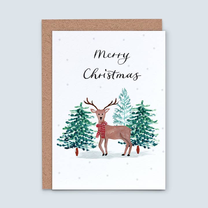 Reindeer Christmas Card for wholesale by Elizabeth Mugridge