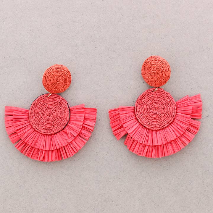 Sonata - Venta al por mayor Pendientes colgantes - Pendientes Forma Abanico Rafia