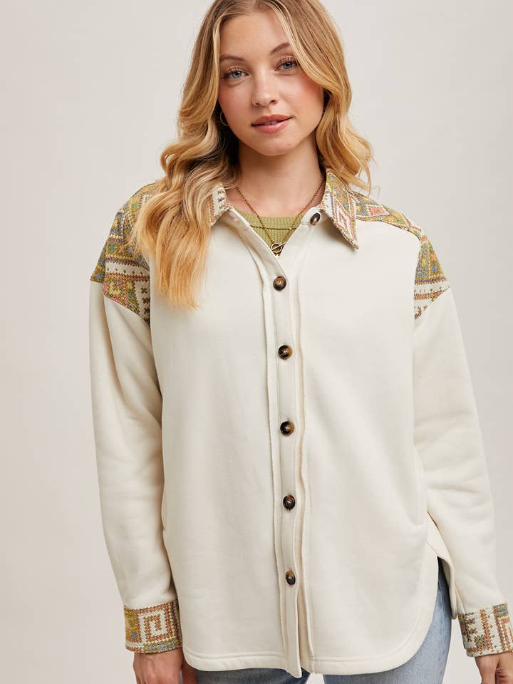 PL4683 - VESTE BOUTONNÉE BRODÉE pour la vente par Peace Love Line