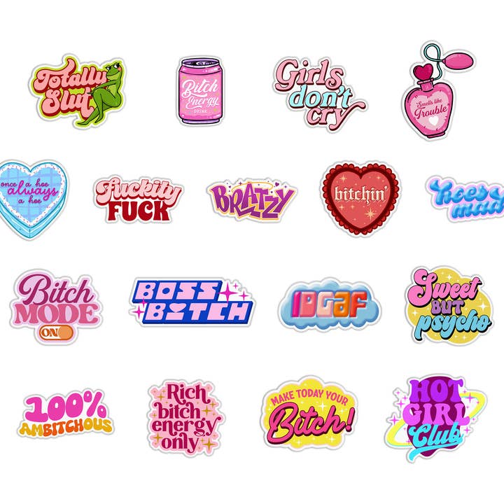 Pack d'autocollants Bitchin pour filles pour la vente par Girls Printing House