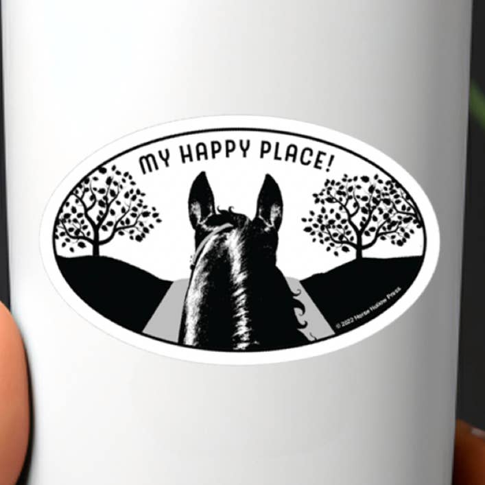 Autocolante de Cavalo para Copo de 3" / Trilho do Lugar Feliz / À PROVA DE ÁGUA por atacado de Horse Hollow Press