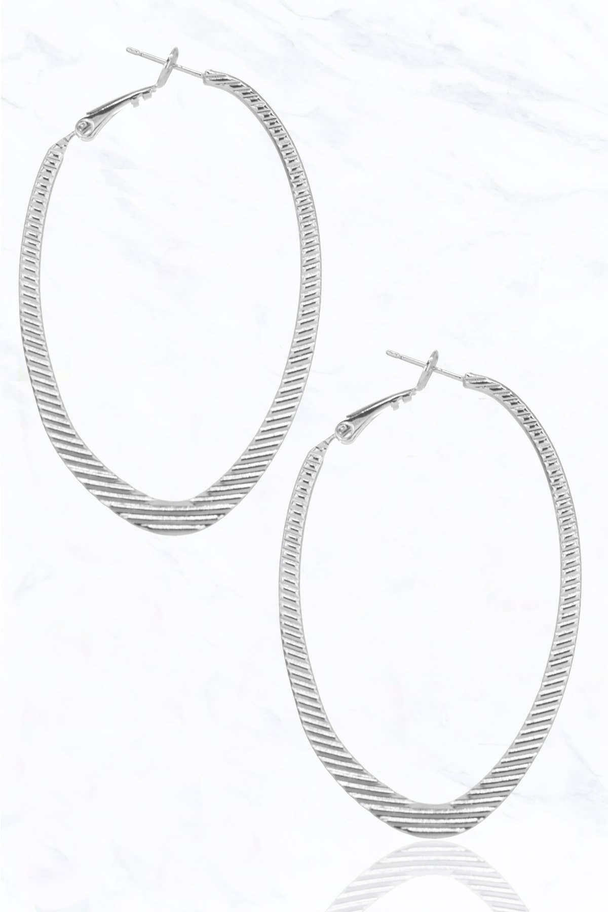 Suzie Q USA - Wholesale Hoop Earrings - Oval Shape (White)Gold Dipped Brass Hoop Earring1