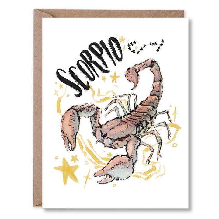 Scorpio A2 Natural White Birthday Card for wholesale by Love Elsy