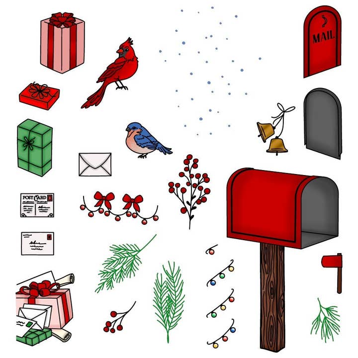 Merry Mail - Ensemble de tampons photopolymères 6x8 pour la vente par Honey Bee Stamps