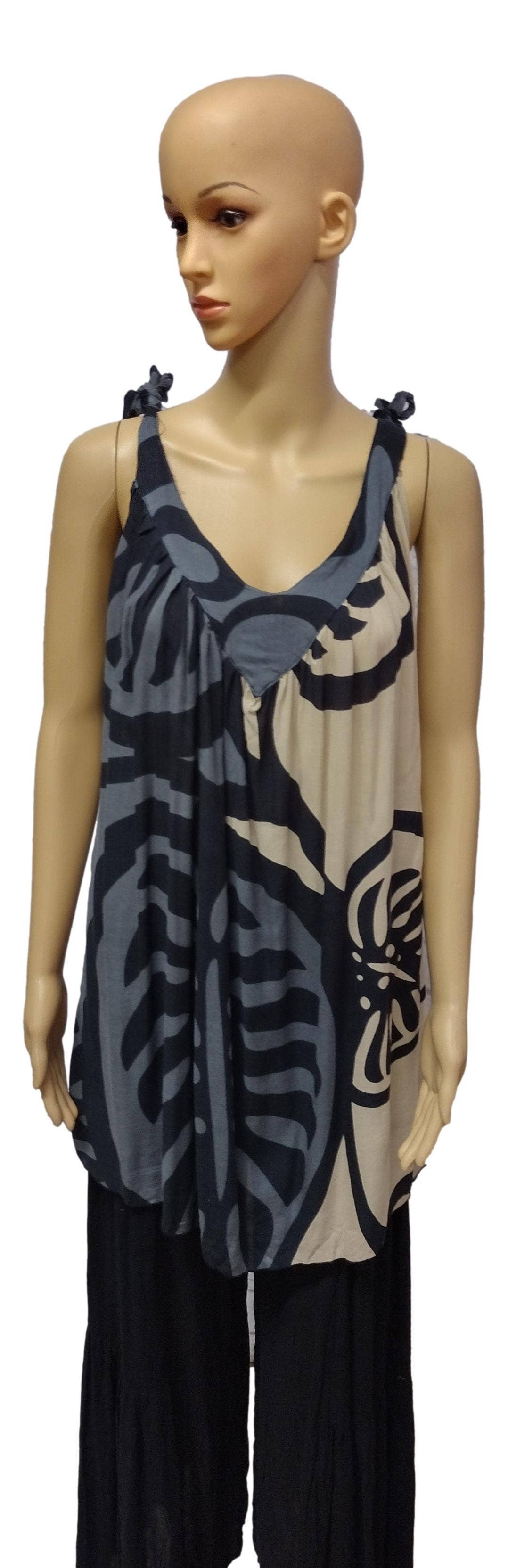 Island Style Clothing Co by Akamai Distribution Ltd - Wholesale Dress - Women's - Aruba Dress - Gray Monstera Print, Tie Strap, One Size2
