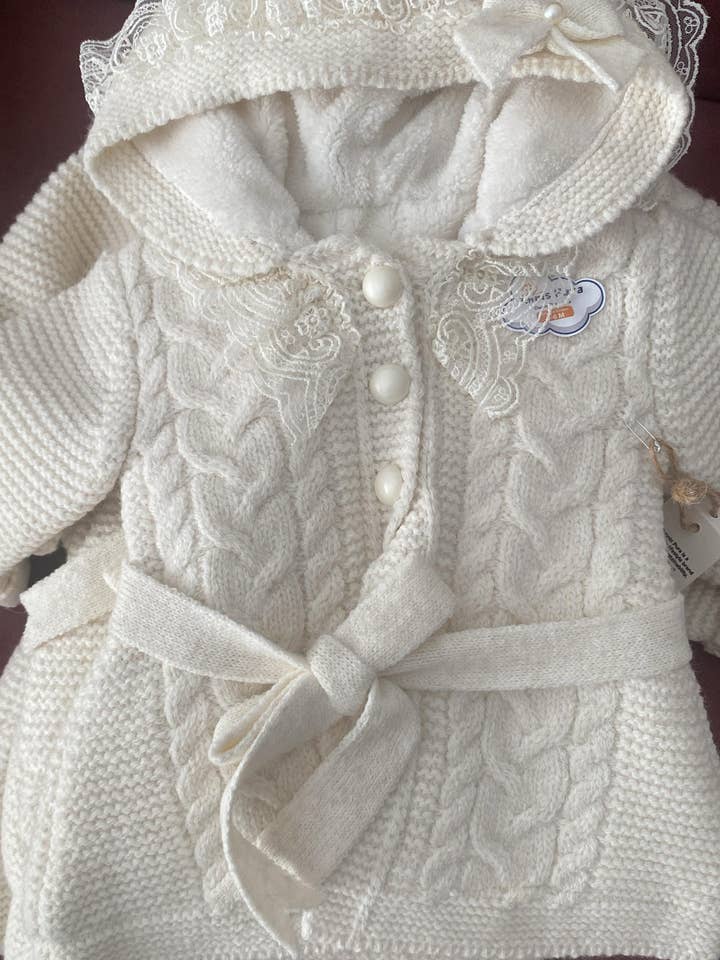 Omnis Pura - Wholesale Coat - Baby - Wool Baby Girl Coat with Lace Collar