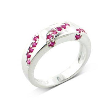 Genuine Pink Sapphire Wave Band Sterling Silver Ring for wholesale by Silver Insanity