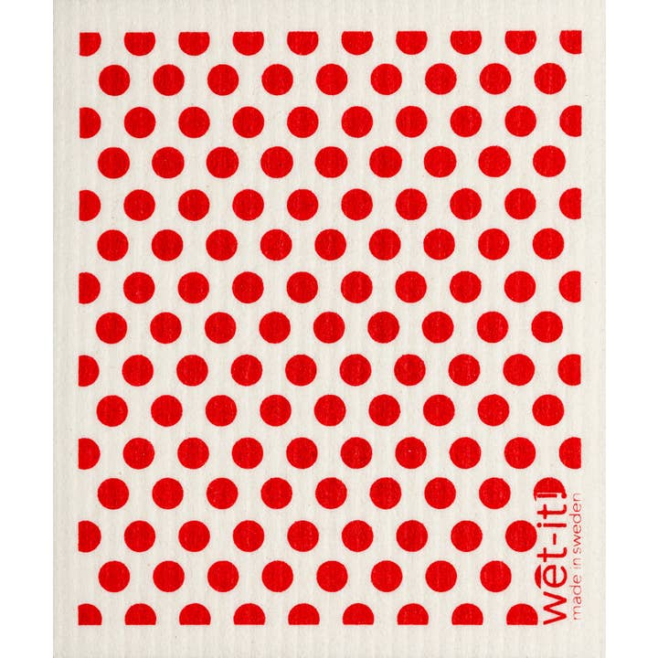 Dots and Dots Red Swedish Cloth for wholesale by Wet-it!