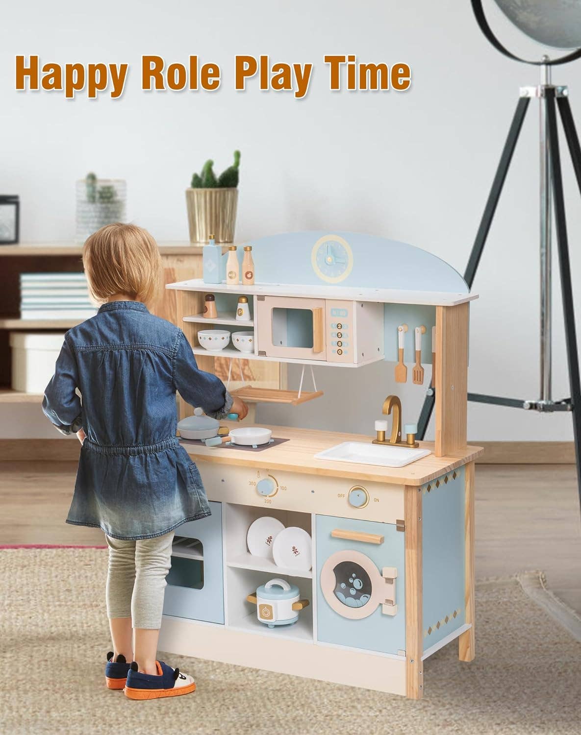 Robud & Mewoofun Official Store – wholesale Wood toy – Child – Robotime Wooden Kitchen with Plenty of Playgame for Ages 3+ 6