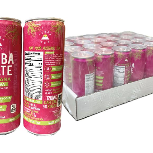 Yerba Cha - Wholesale Sports/Energy Drink - 24 Pack: Guava GUARANA Yerba Mate