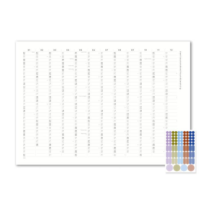 SANS.design - Wholesale Calendar - Calendar with adhesive dots 2026 - A2 / A18