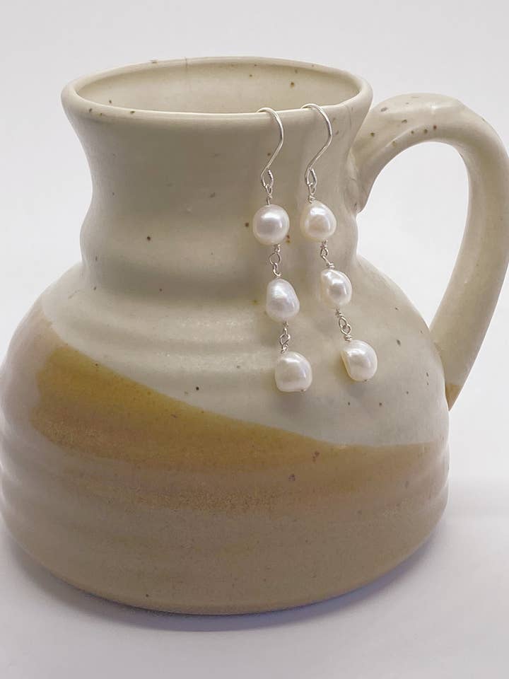 Pearl Drop Earrings; Baroque Freshwater Pearl Earrings; Pearl Earrings; Stud Drop Earrings Mothersday; Giftformom for wholesale by AVA Handmade Jewelry