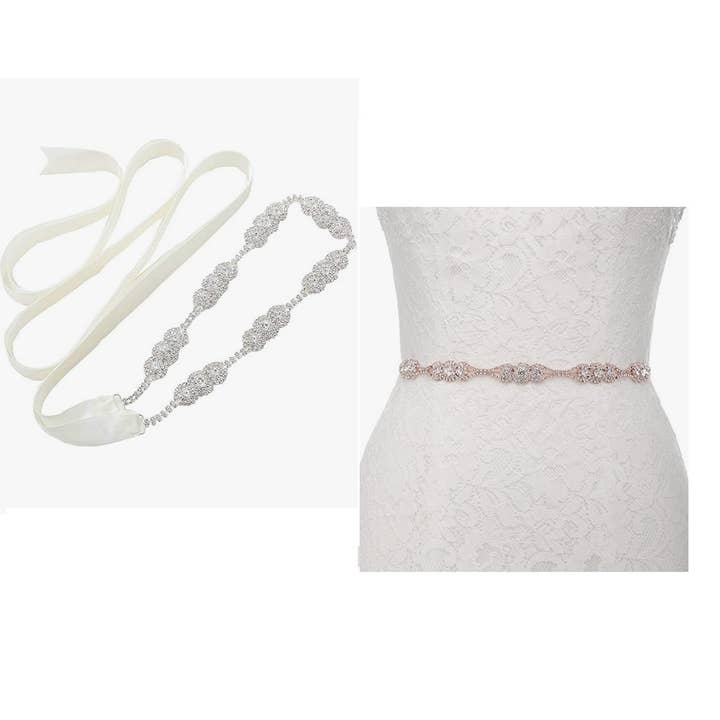 Silberbeschichteter Hochzeitsschärpe Brautgürtel Klassisches Band für den Großhandel von Cool Crystals