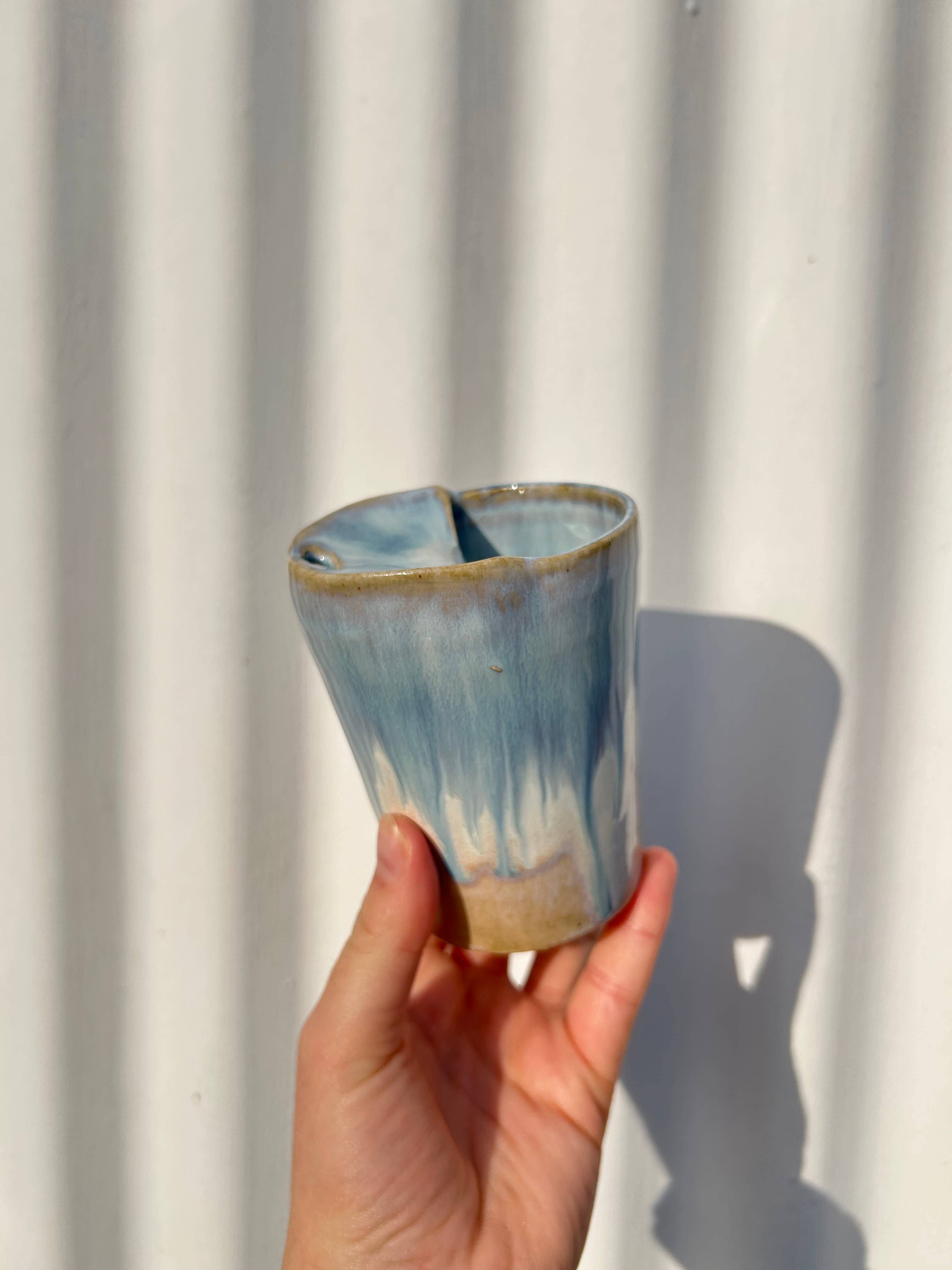 Fernweh Pottery – wholesale Insulated mug/tumbler – Handmade Ceramic Espresso Travel Keep Cup - Blue Ocean1
