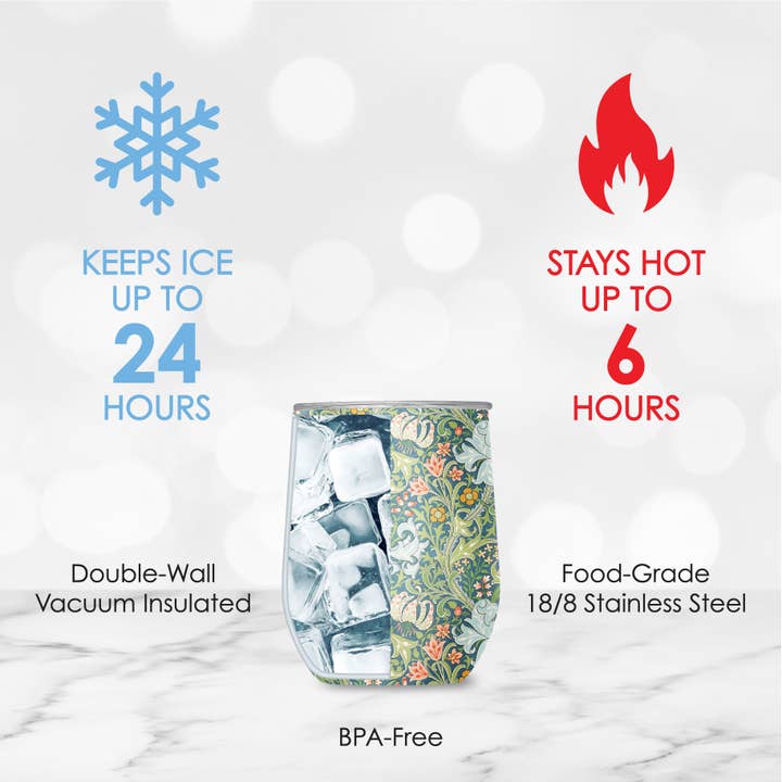 RainCaper - Wholesale Insulated mug/tumbler - Stemless Wine Tumbler - William Morris "Golden Lily"5